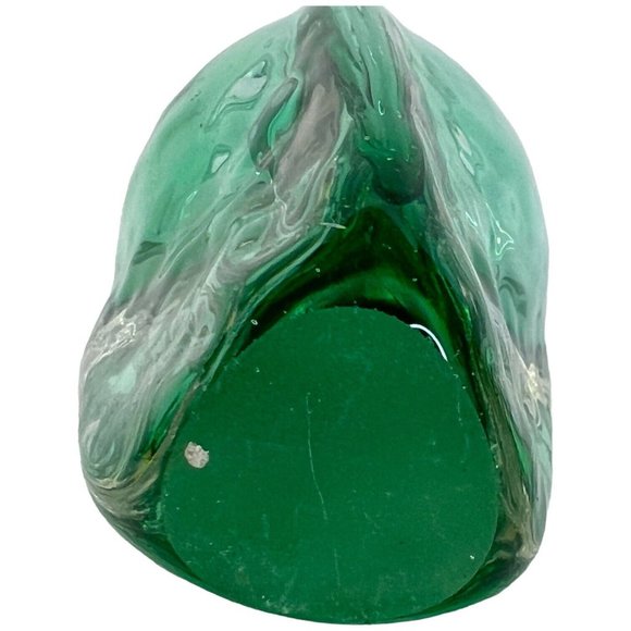 Hand Blown Green And Clear Perfume Bottle With Stopper Art Glass 6 IN Winfisky ? - Picture 9 of 9